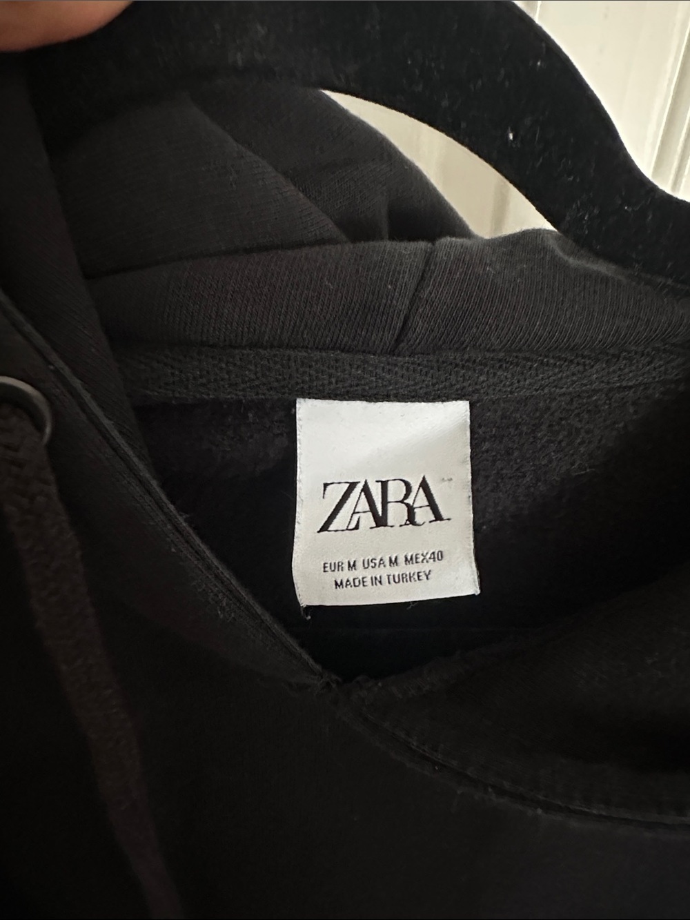 Zara Black Pullover Hoodie with Branded Neck Tag